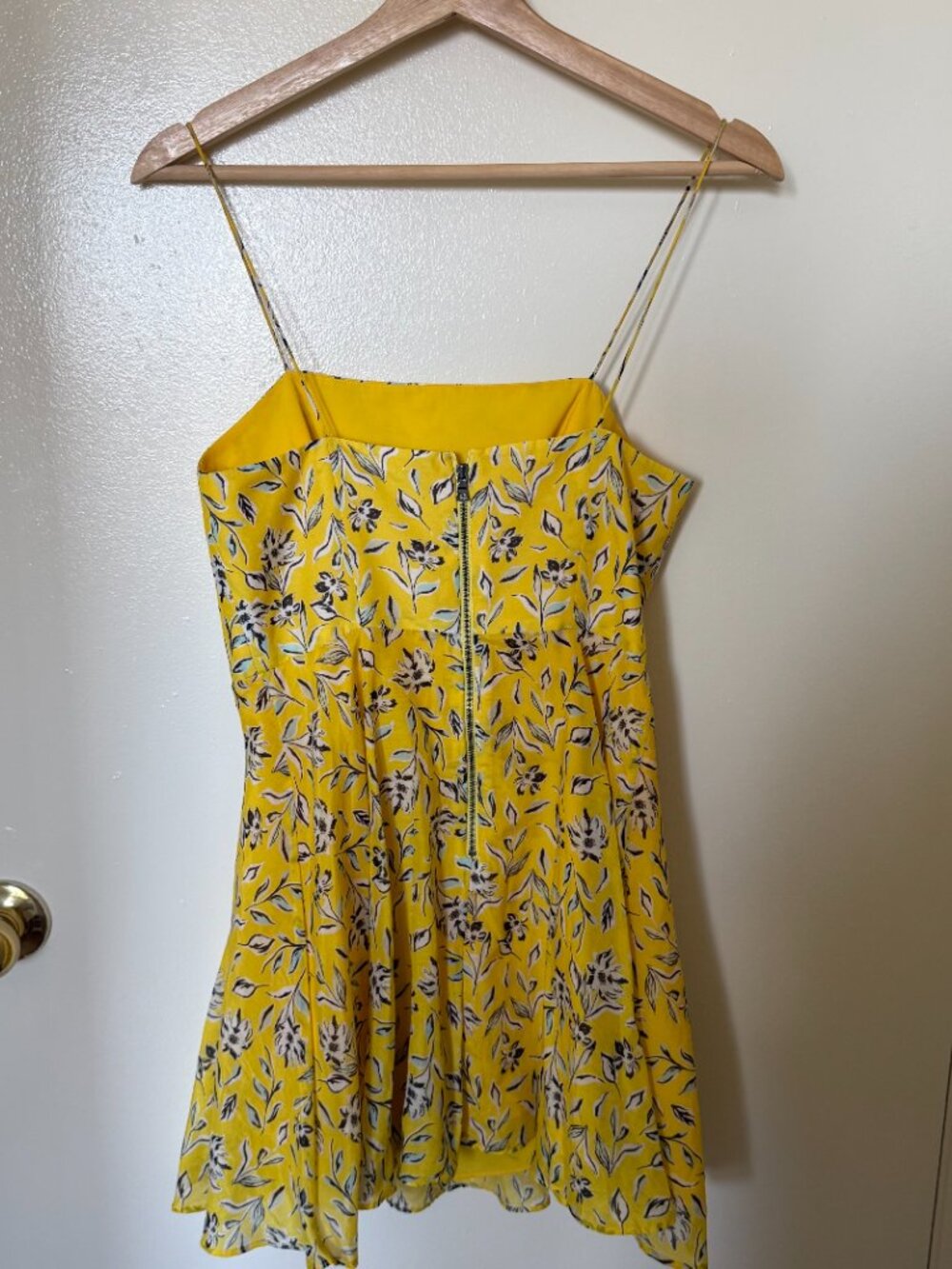 Alice + Olivia Glinda Yellow Floral Cotton Silk Mini Dress US 2 - Picture 7 of 7